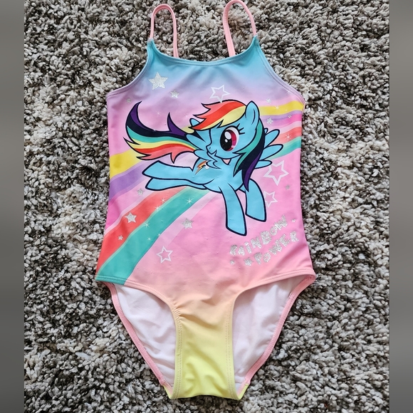 H&M Swim Hm Girls Sz 46 My Little Pony Rainbow Power Swimsuit